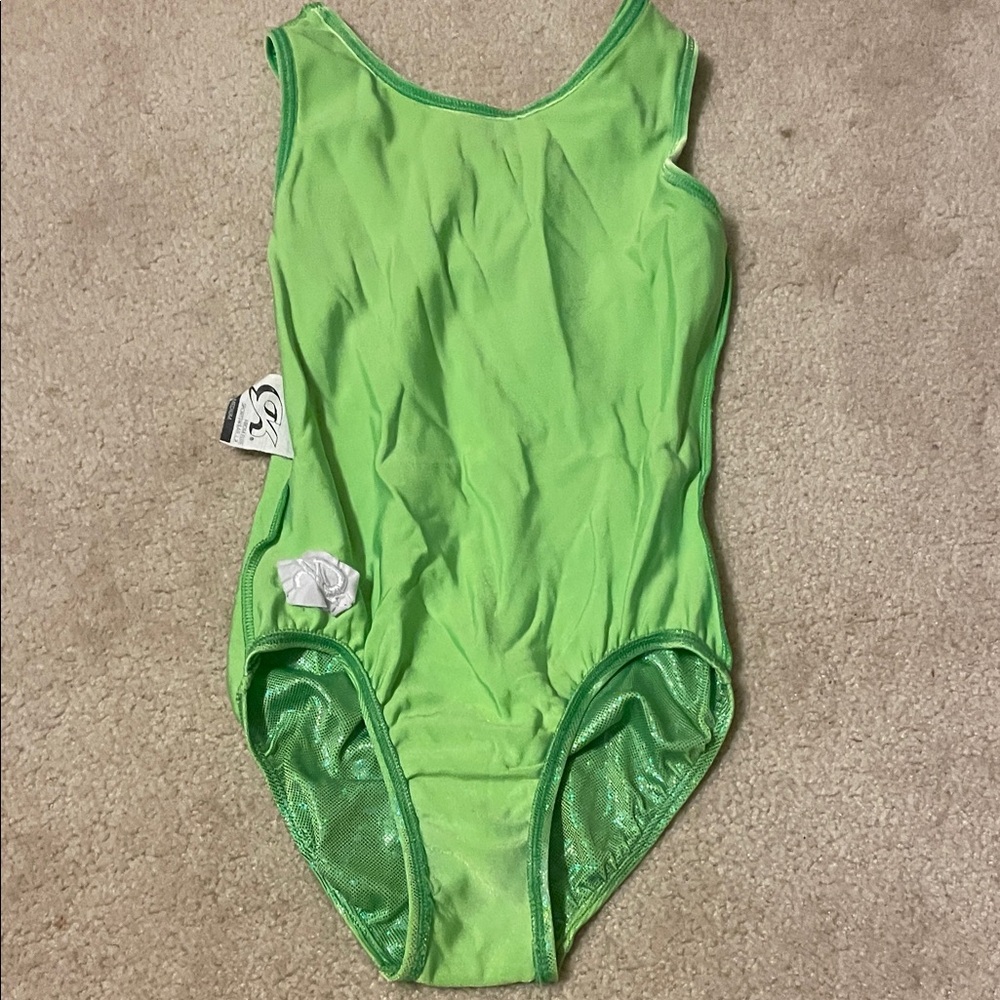 GK NEON GREEN SHIMMERING LEOTARD!Size: adult Medium! - Picture 13 of 14
